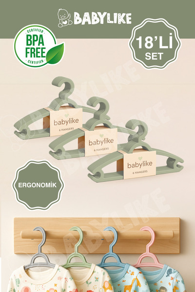 Babylike Çocuk&Bebek Elbise Askısı(18’li)