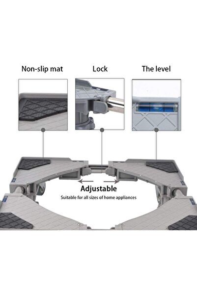 OEM SMONTER Mobile Base for Washing Machine, Dryer, 4 Wheels, Adjustable 44.5-67 cm, Gray