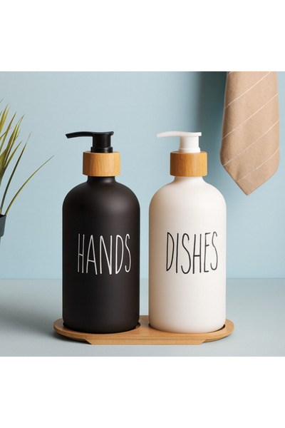 WERONY Dozator de săpun lichid cu 2 compartimente, model cilindric, 500 ml, c...