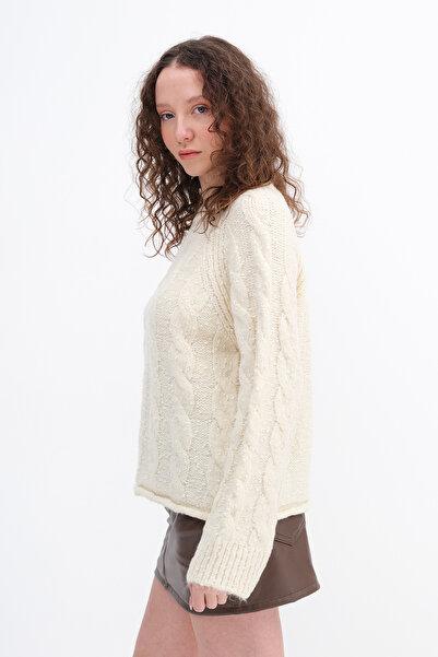 Addax Saç Örgülü Triko Kazak K2485