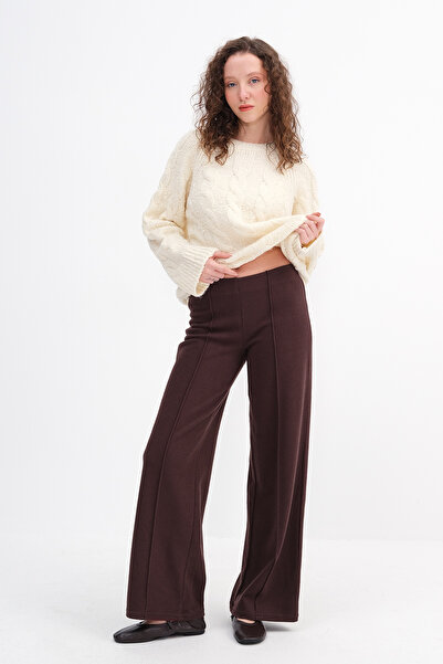 Addax Wide Leg Tracksuit with Front Stitching Detail Eşf12687