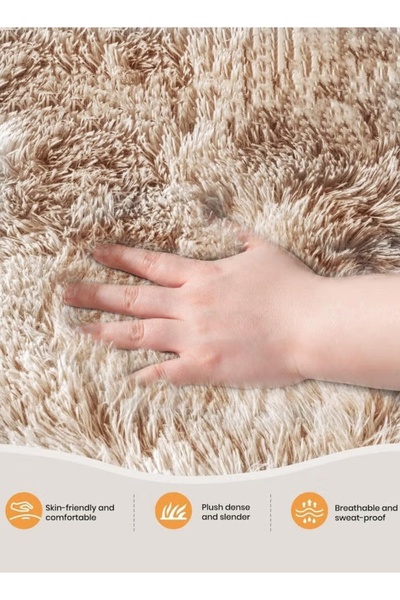 Generic Soft Fluffy Carpet 40*60CM Plush Area Rug High Pile Rug Mat Anti-Slip Tie-Dye Rug Machine Washable
