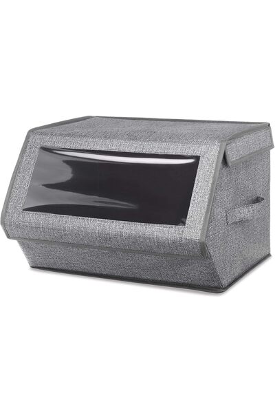 Whitmor Stackable Clear-Window Storage Box 6283-7045, Gray