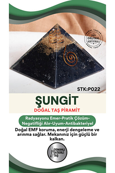 OSMANLI DEĞERLİ TAŞ Sertifikalı Şungit Doğal Taş Piramit No:2 P022