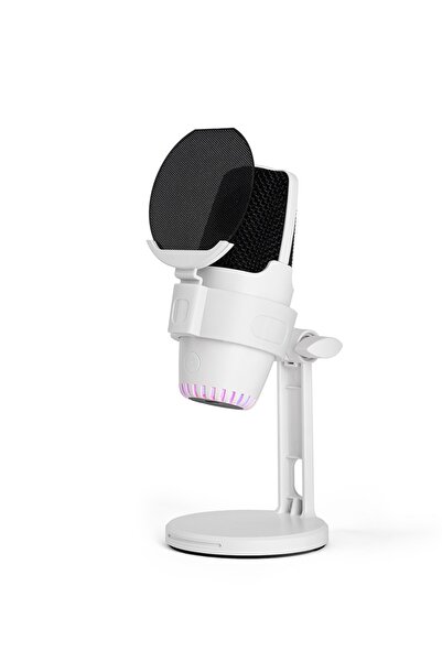DRİTON Mv-9 BEYAZ Rgb Usb Oyuncu Yayıncı Ve Podcast Için Uyumlu Condenser Mik...