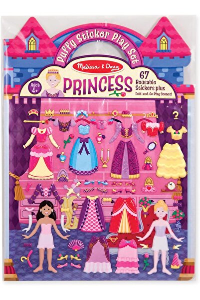 Melissa & Doug Puffy Reusable Sticker Playset with Double-Sided Background & Carry Handle (Ages 3+)