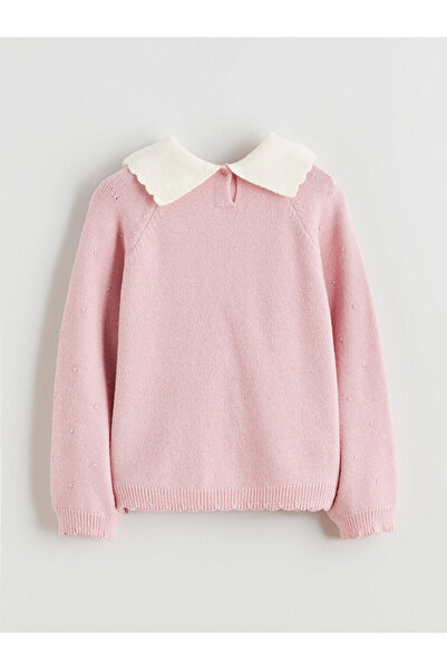 LC Waikiki Lcw Kids Pink Peter Pan collar Girls' Knitwear Sweater and Trousers