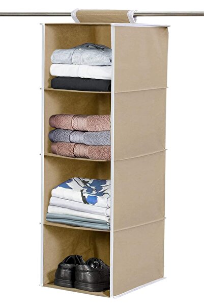 Generic 4-Tier Hanging Clothes Organizer for Wardrobe - Cooper Industries KUBMART15323, Brown