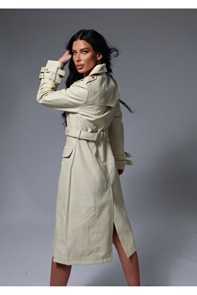 Pretty Luxury trench coat with cufflinks and drawstring