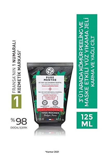 Yves Rocher Eğilimli Ciltler için 3ü 1 Arada Kömür Peeling ve Maske Etkili Yü...