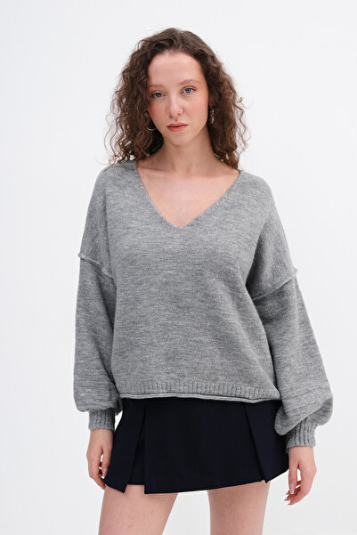 Addax V-Neck Knitwear Sweater K3487