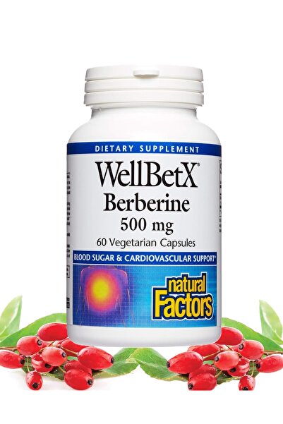 Natural Factors Wellbutex Berberine 500 mg for supporting healthy blood vessels and maintaining blood sugar levels, 60 capsules