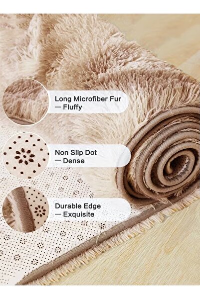Generic Soft Fluffy Carpet 40*60CM Plush Area Rug High Pile Rug Mat Anti-Slip Tie-Dye Rug Machine Washable