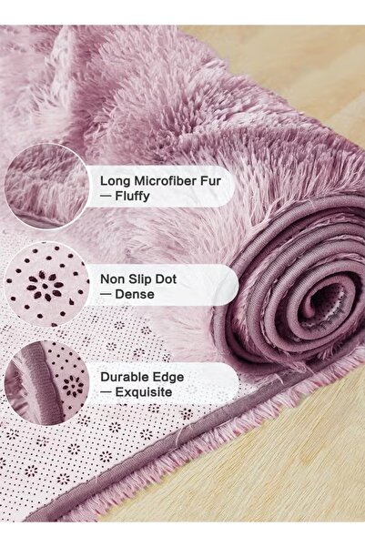 Generic Soft Fluffy Carpet 40*60CM Plush Area Rug High Pile Rug Mat Anti-Slip Tie-Dye Rug Machine Washable