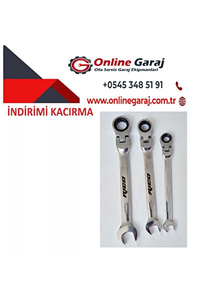 Rico HT- 8-10-13mm Mafsallı Cırcır Anahtar 3 Parça