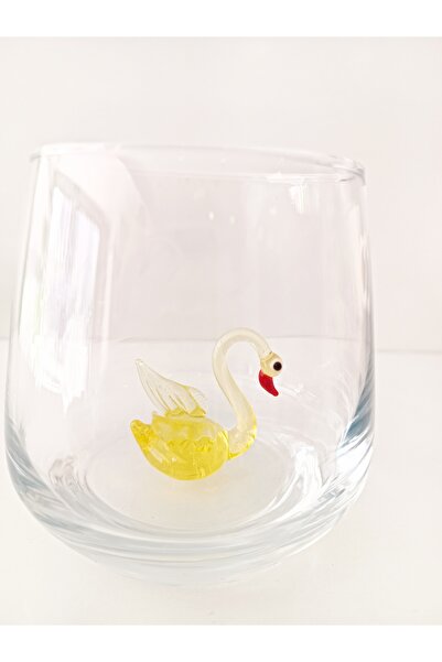 ADAMODART Decorative Water Glass with Swan Glass Figure - Single