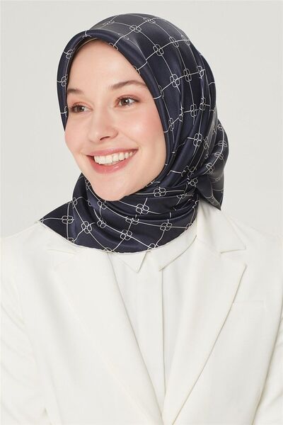 Armine Eșarfă de mătase NOSTALJİ 8555-15 ALBASTRU ÎNCHIS