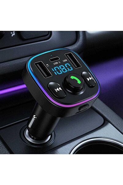 Timebox Încărcător auto rapid cu modulator FM hands-free QC3.0, USB-C, Bluetooth 5.0, negru