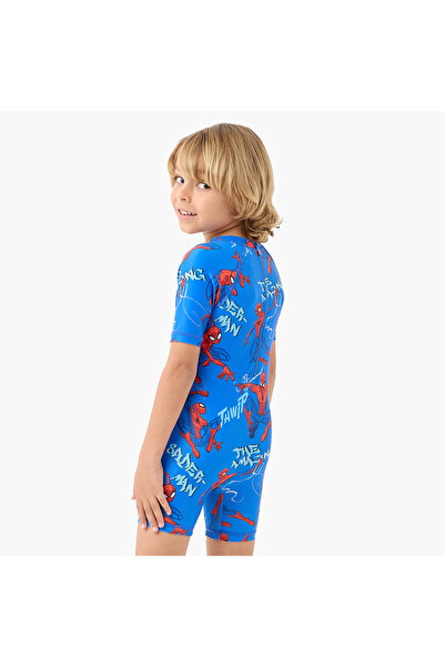 Marvel Spider-Man Print Swimsuit with Zip Closure
