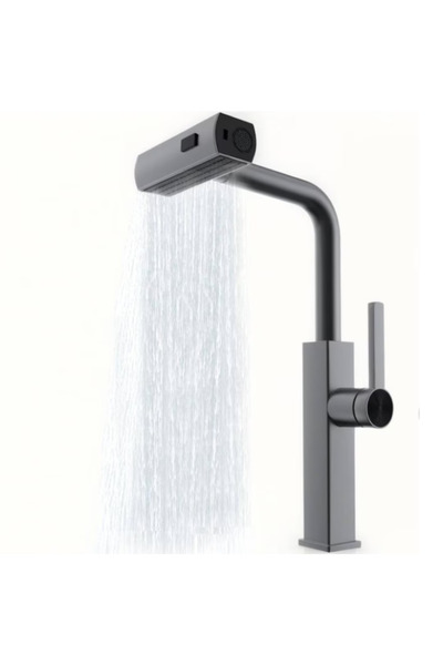 OEMN Baterie de bucătărie premium – Cascadă, Jet sau Pulverizare, Pulverizare extractibilă, Oțel inoxidabil, Design modern