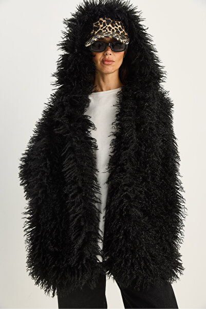 Bianco Lucci Women's Double Button Detailed Hooded Lined Tibet Coat 2765 60281119