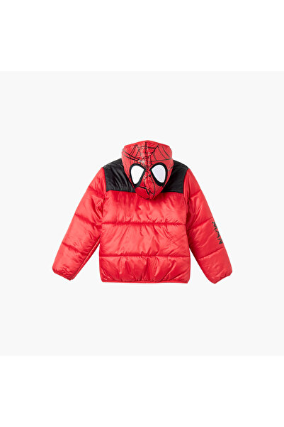 Marvel Spider-Man Print Hooded Heavy Jacket with Pockets