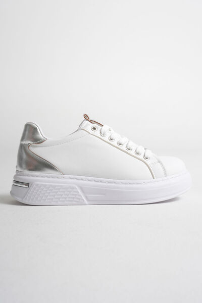 Abacca Vega silver detailed white women's sports shoes