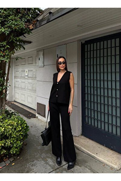 CARLA MARA New Season Women's Steel Vest and Palazzo Pants Two-Piece Suit