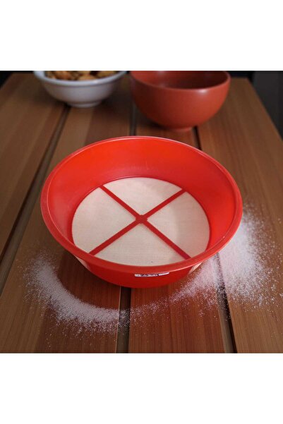 ÇEÇEN HOME (1 Piece) Plastic Sieve Plastic Flour Sieve 30 Cm-Red