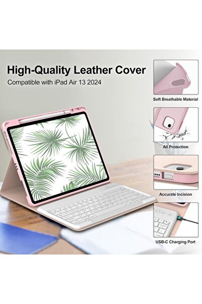 HYX iPad Air 13-inch Case Keyboard (M3 2025, M2 2024) - Pink