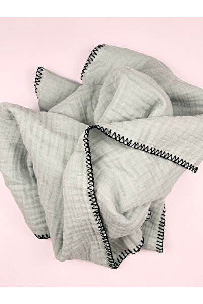 MyVera 4-Layer Muslin Baby Blanket - Green - Shepherd Stitch Detail - 100% Cotton