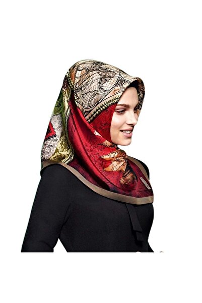 Armine وشاح حريري نوستالجي بيريس ريس موديل 7473-25 مع نقش خريطة