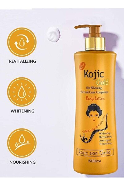 Kojie لوشن سان لتفتيح البشرة بخصائص الذهب عيار 24 قيراط ومستخلص الكافيار 600 مل