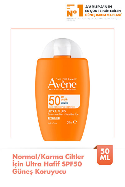 Avene Ultra Fluid Invisible Normal/Karma Ciltler İçin Ultra Hafif SPF 50 Güneş Kremi 50 ml