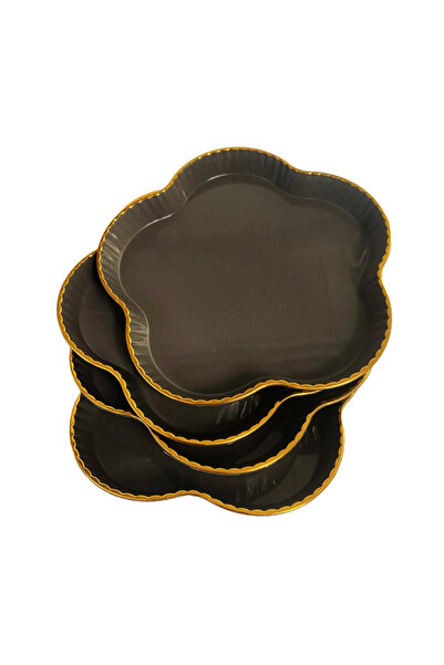 PUFO Set of 4 Gentle trays for serving appetizers, sweets, candies, 16 cm, gray