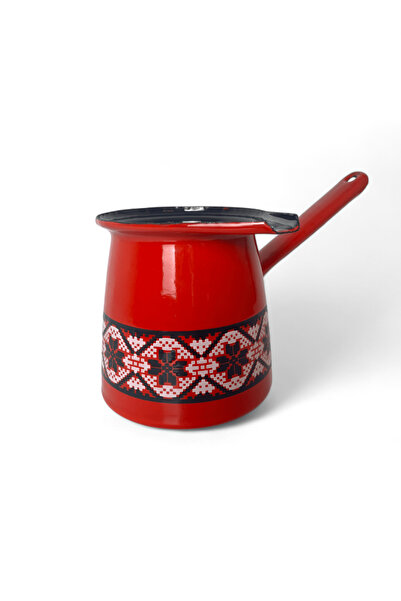 Emailul Medias Domed enamel kettle, red model with traditional decoration
