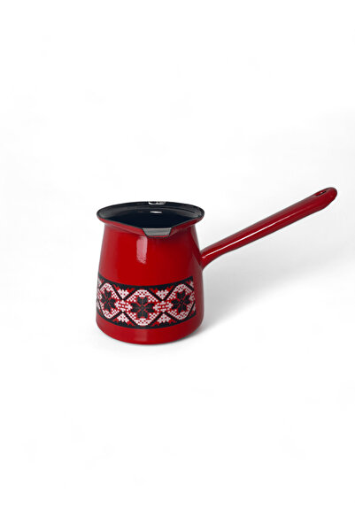 Emailul Medias Domed enamel kettle, red model with traditional decoration