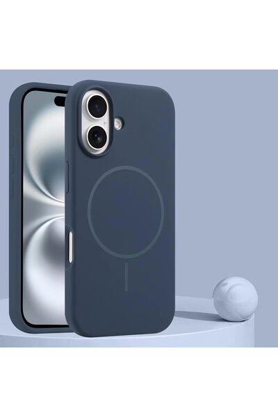 Mobcos Luxury Magnetic Silicone Case for iPhone 17 (Navy)