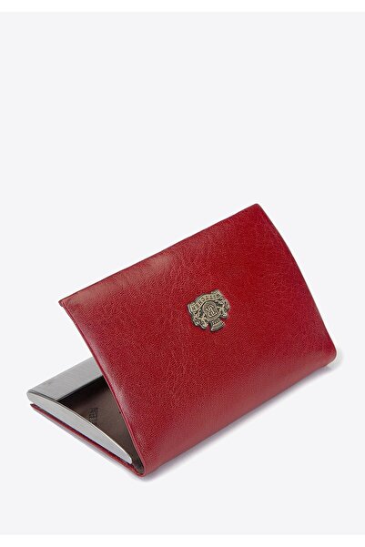 Wittchen Men's Leather Business Card Case with Coat of Arms, Classic Red, Leather