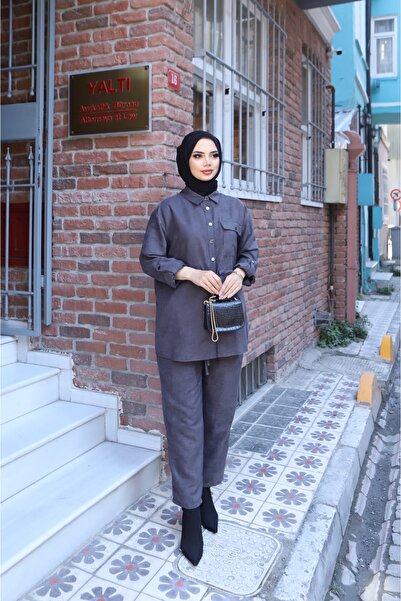 NİSUM MODA Lace-Up Suede Trouser Suit