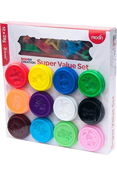Moon Non-Toxic Play Dough Value Set with Molds & Cutters – 12 x 28g