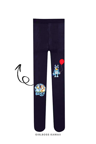 Girlboss Kawaii Bluey Black Pantyhose Matte Opaque