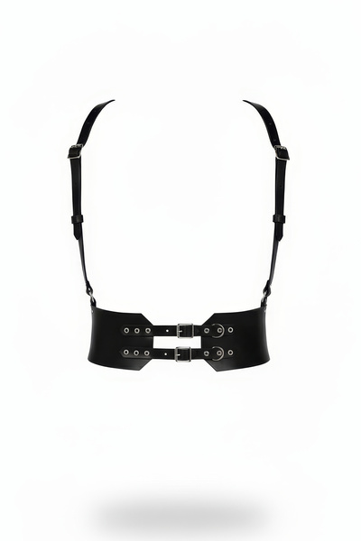 Angels Passion Curea neagră pentru femei, cu bretele de umăr și cataramă dubl...