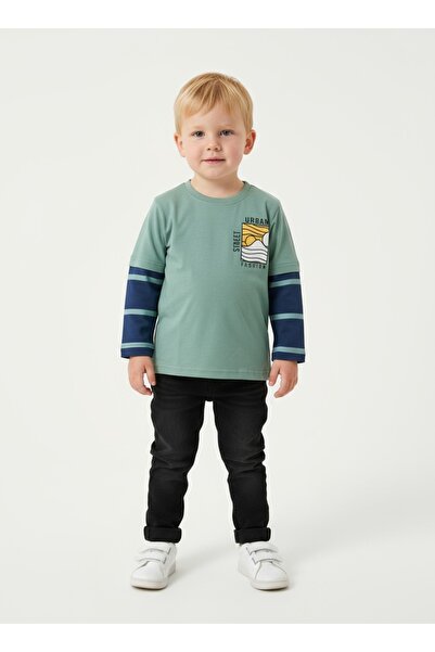 gigigiyim سترة رياضية للأولاد من Yazı مكونة من مطبوع قطع بلونين