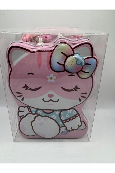 Market Anahtarlı Kedi Kumbara – Sevimli Metal Kilitli Çocuk Kumbarası