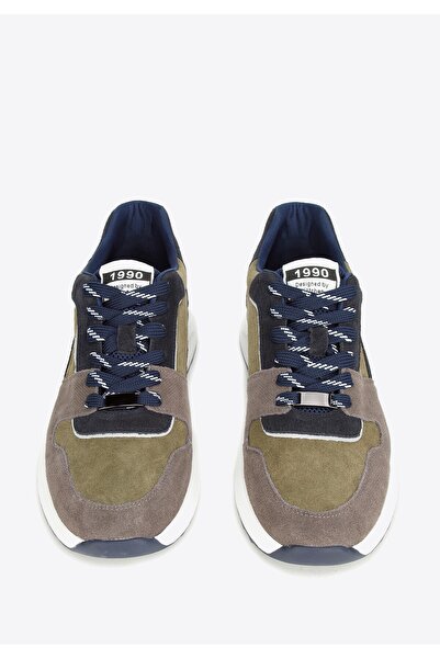 Wittchen Teniși bărbătești cu inserții reflectorizante, verde și gri, piele î...