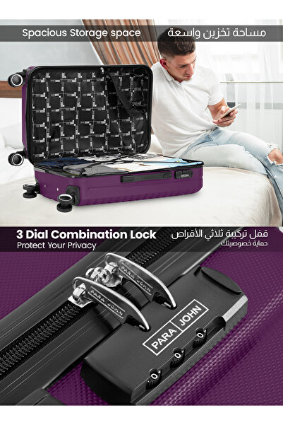 PARAJOHN Medium 24-Inch ABS Lightweight Hardshell Luggage Trolley | carrying 3kg 4-Wheel Spinner Suitcase