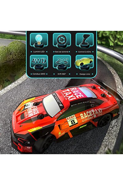 Timebox 1:20 RC Drift Car, 30km/h, LED, Interchangeable Tires, 1 Battery, Red