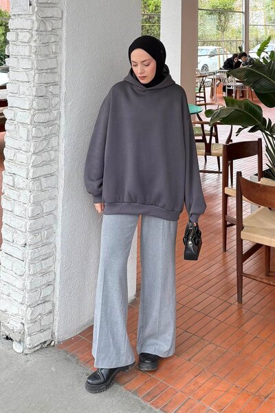lamelif Hooded Casual Sweatshirt Anthracite