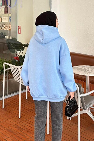 lamelif με κουκούλα Φούτερ Casual Baby Blue